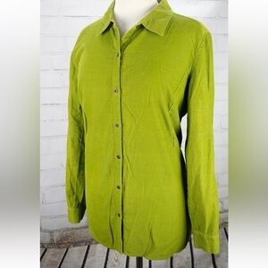 J. Jill Green Corduroy Tunic Top Button-Up Shirt